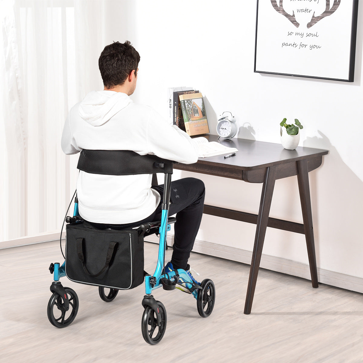 Aluminium – Rollator Fällbar Reserullator Höjdjusterbar Lättviktsrullator – Blå
