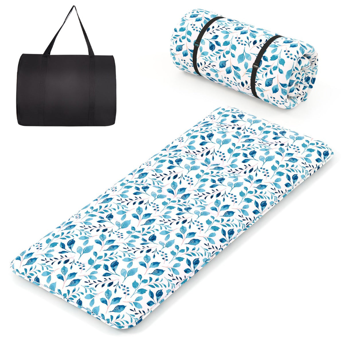 Japansk – futonmadrass med tvättbart överdrag och bärväska Tatami matta – 90 x 200 cm – Grön