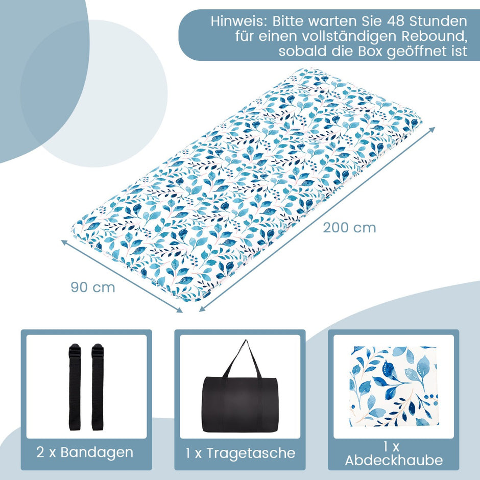 Japansk – futonmadrass med tvättbart överdrag och bärväska Tatami matta – 90 x 200 cm – Grön