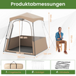 Sporttält – Transparent med klar sikt och Robust ram Bärväska – 180 x 180 x 193 cm – Brun