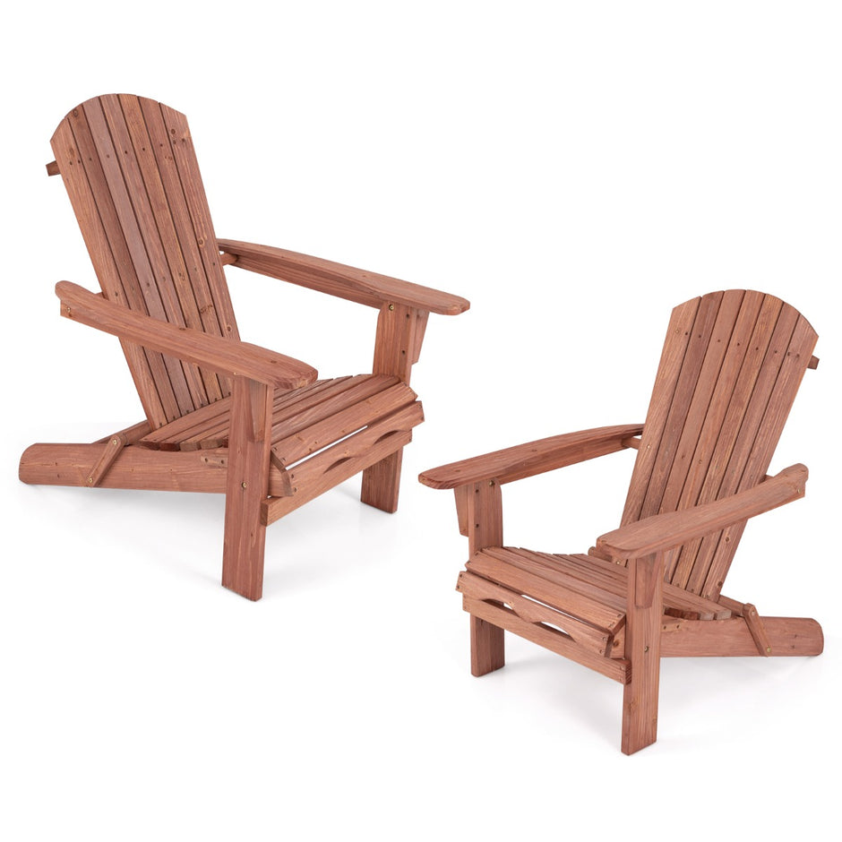 Set – med hopfällbara Adirondack stolar i trä bärförmåga – 2 180 kg – Brun