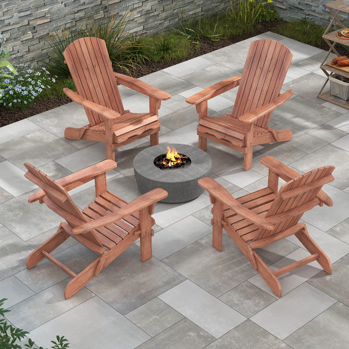 Set – med hopfällbara Adirondack stolar i trä bärförmåga – 2 180 kg – Brun