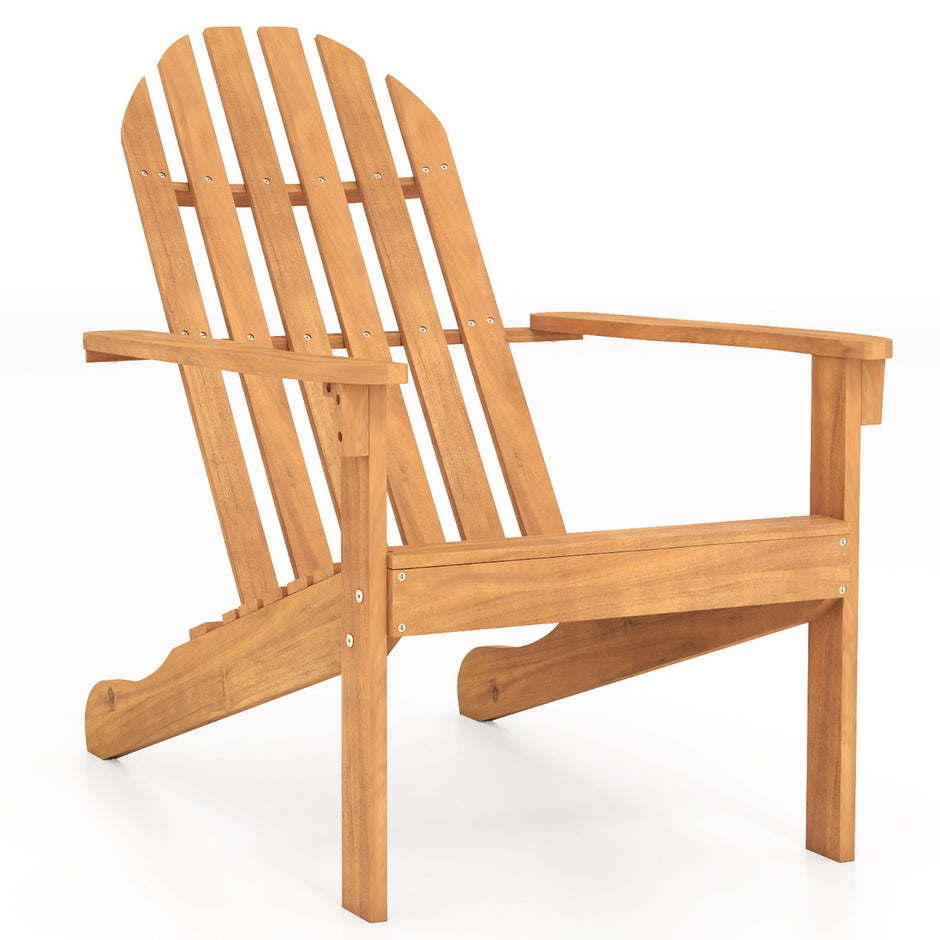 Adirondack – stol i akacieträd med lutande sittplats och hög ryggstödsan – Natur