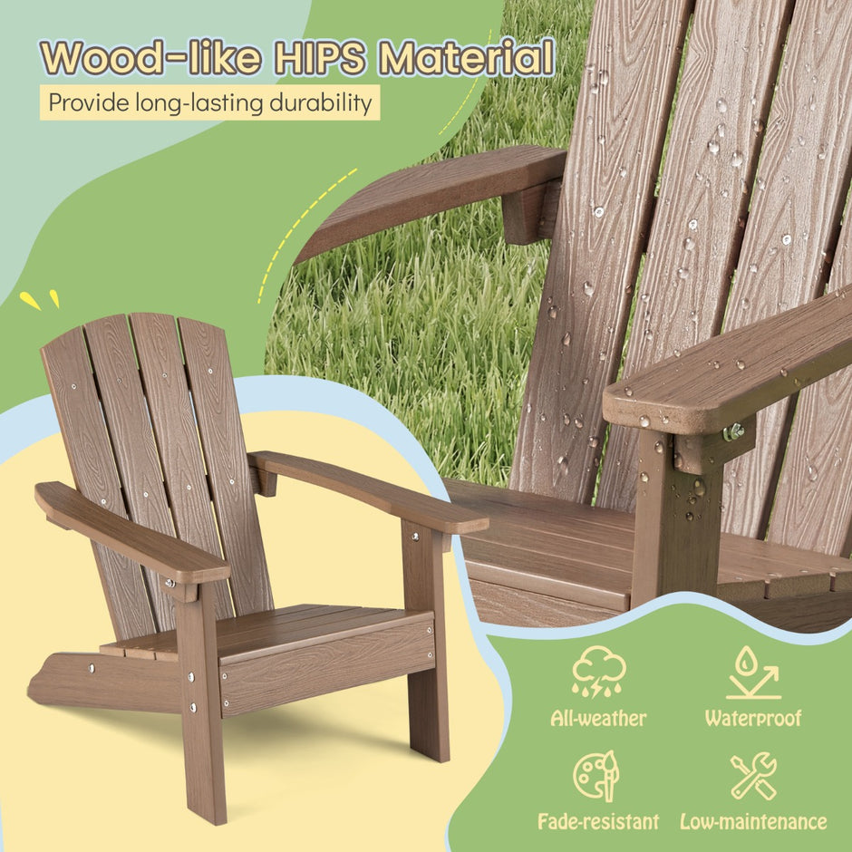 Barn – Adirondack Stol Av HIPS Med Ergonomiskt Ryggstöd – Brun