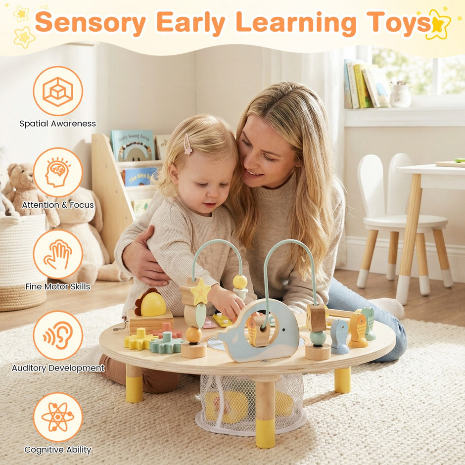 i – Aktivitetsbord för småbarn Montessori Sinnesleksak från månader Trä Musiklek – 7 1 12 – Natur