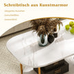 Soffbord – med faux marmorskiva vånings modernt tebord robust metallram – 2 100 x 50 x 45 cm – Vit