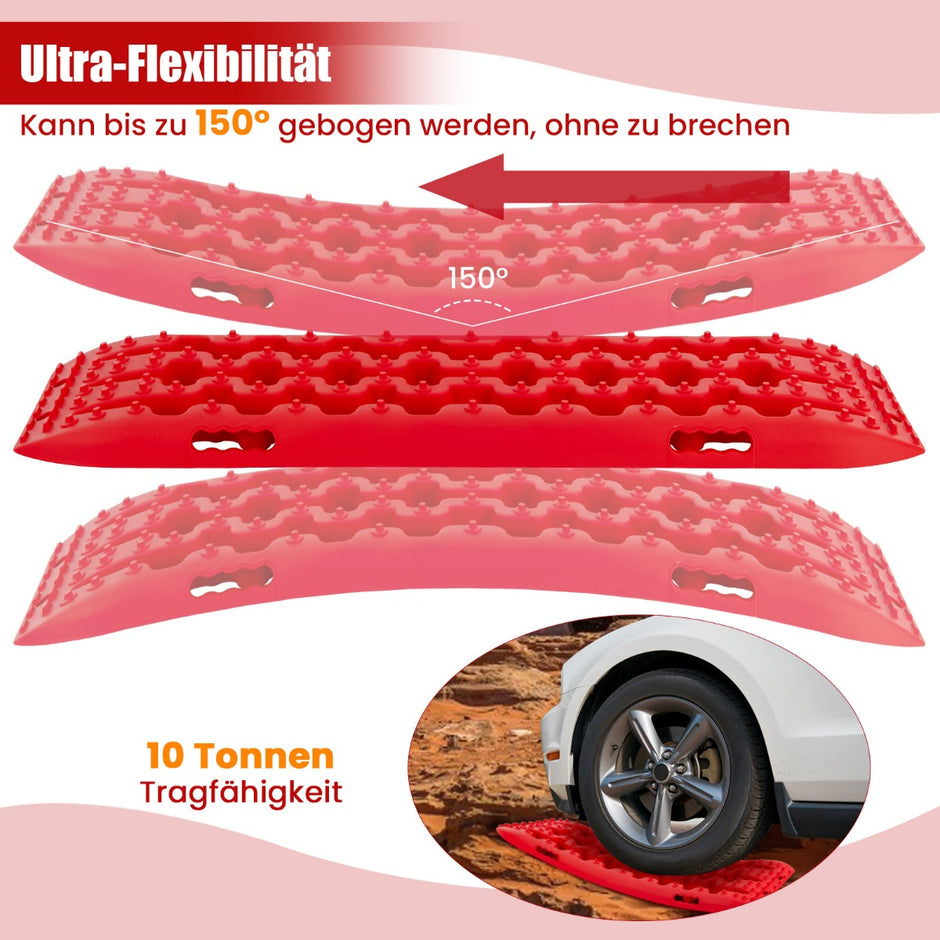 stycken – starthjälp sandplattor terrängdäckstege för sand/lera/snö – 2 107 x 31 x 7 cm – Röd