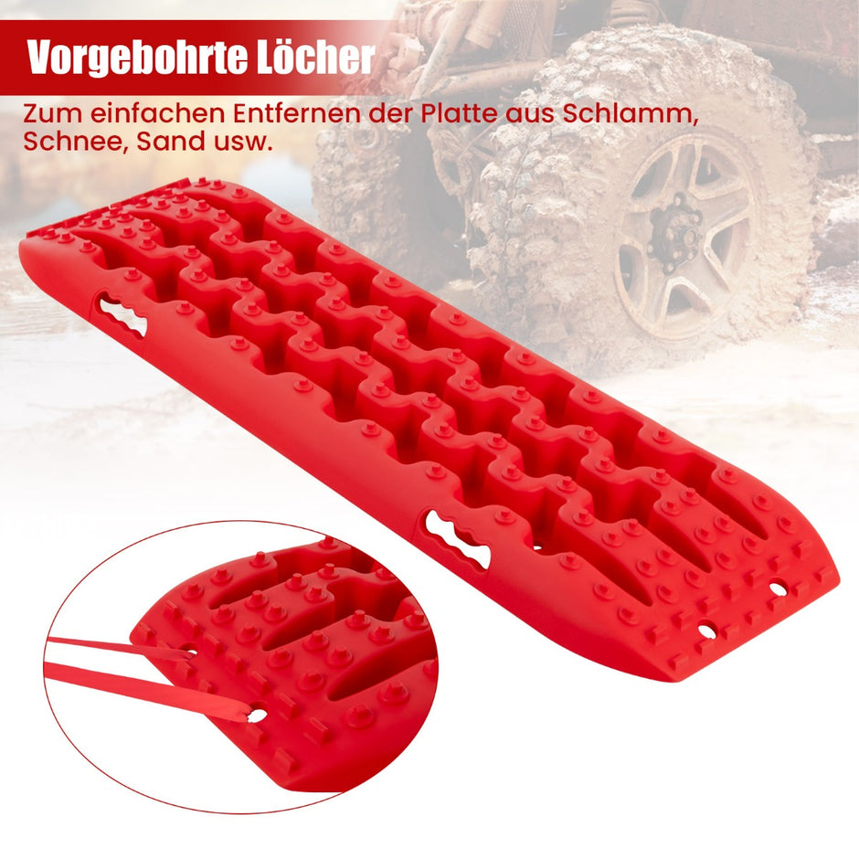 stycken – starthjälp sandplattor terrängdäckstege för sand/lera/snö – 2 107 x 31 x 7 cm – Röd