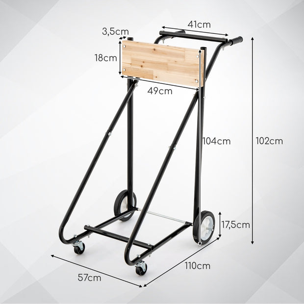 Utombordsstativ – på hjul med lastkapacitet Robust motortransportvagn – 150 kg – Svart