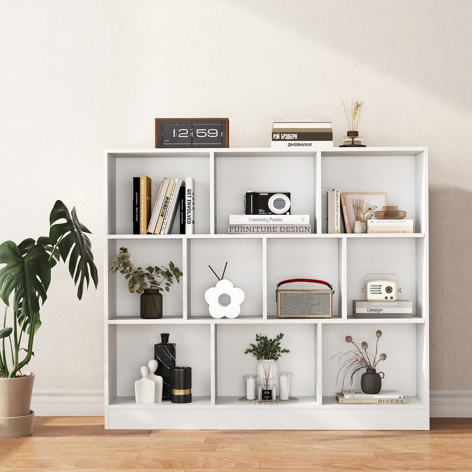 vånings – bokhylla med fack Ståhylla Kubhylla Kontorshylla – 3 10 120 x 24 x 104 cm – Vit
