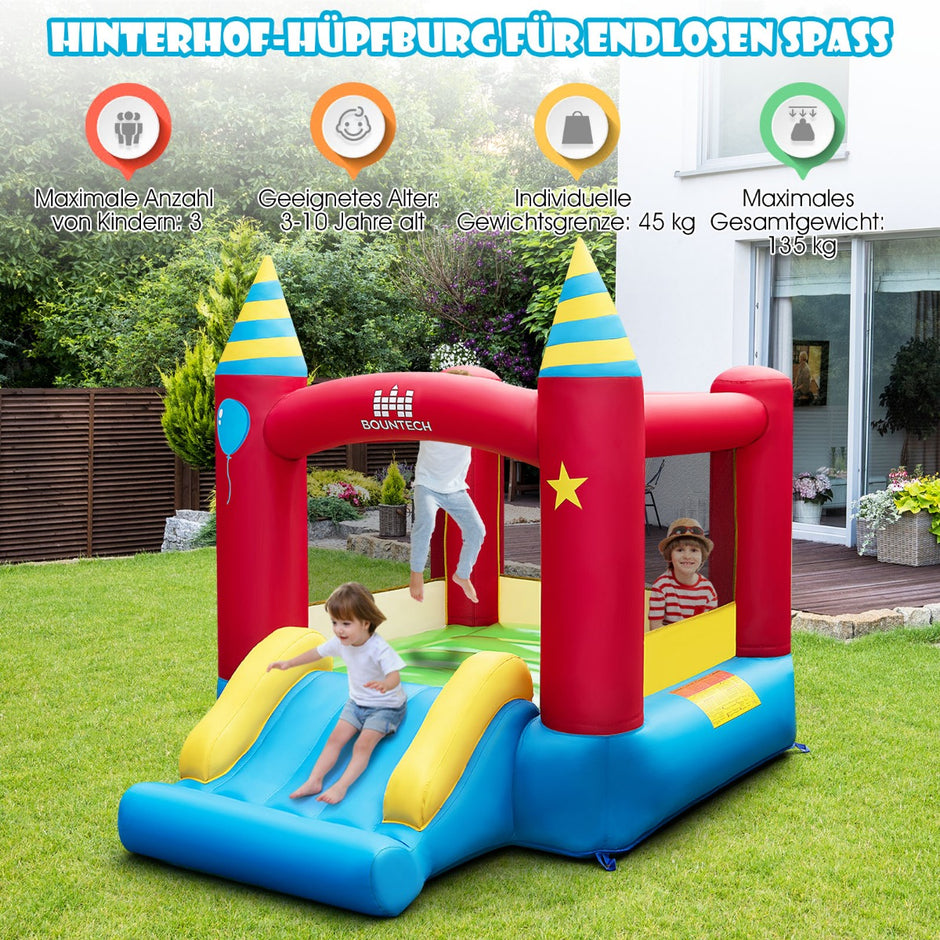 Bouncy – Castle Barns Hoppahus Portable Play Paradise (med W fläkt) – 190 x 260 x 205 cm 370 – Färgglad