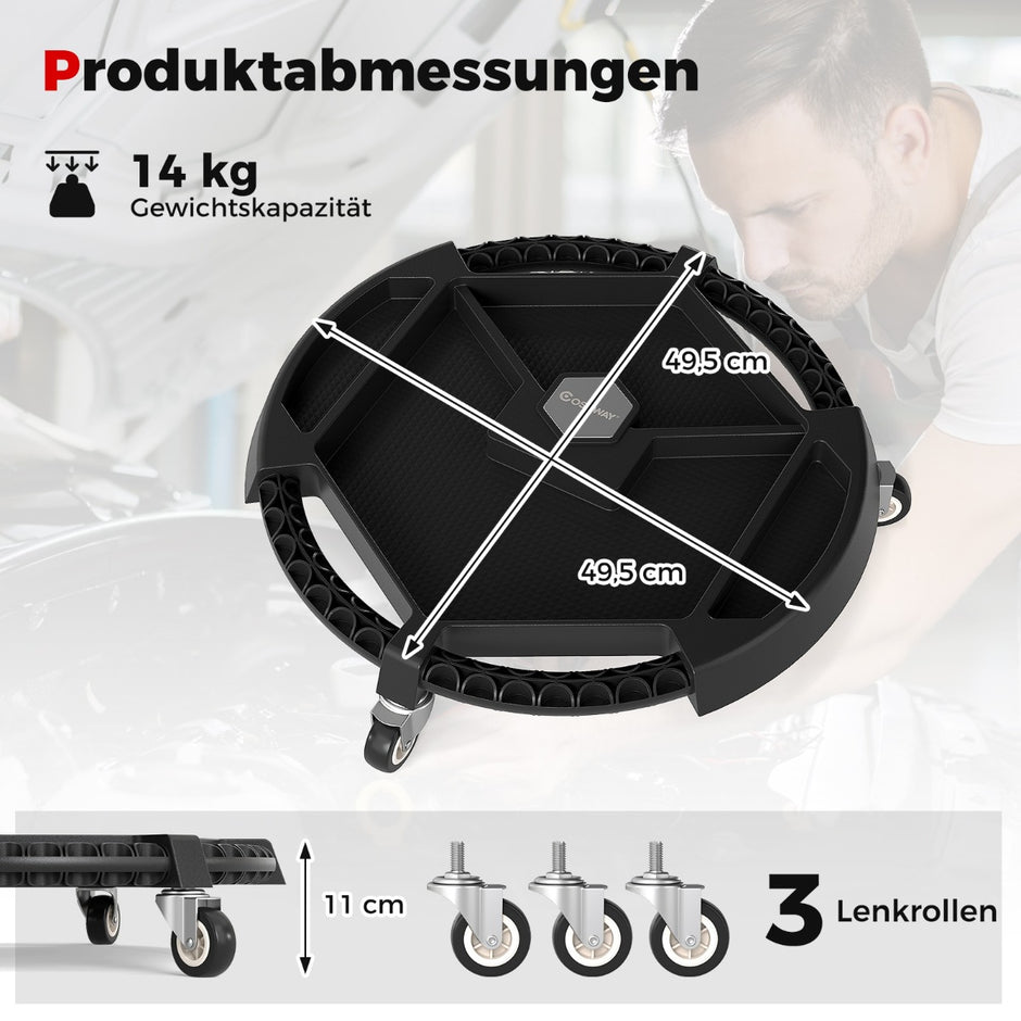 Mobil – verktygsvagn med svängbara hjul och fack, bärförmåga – 3 4 136 kg – Svart