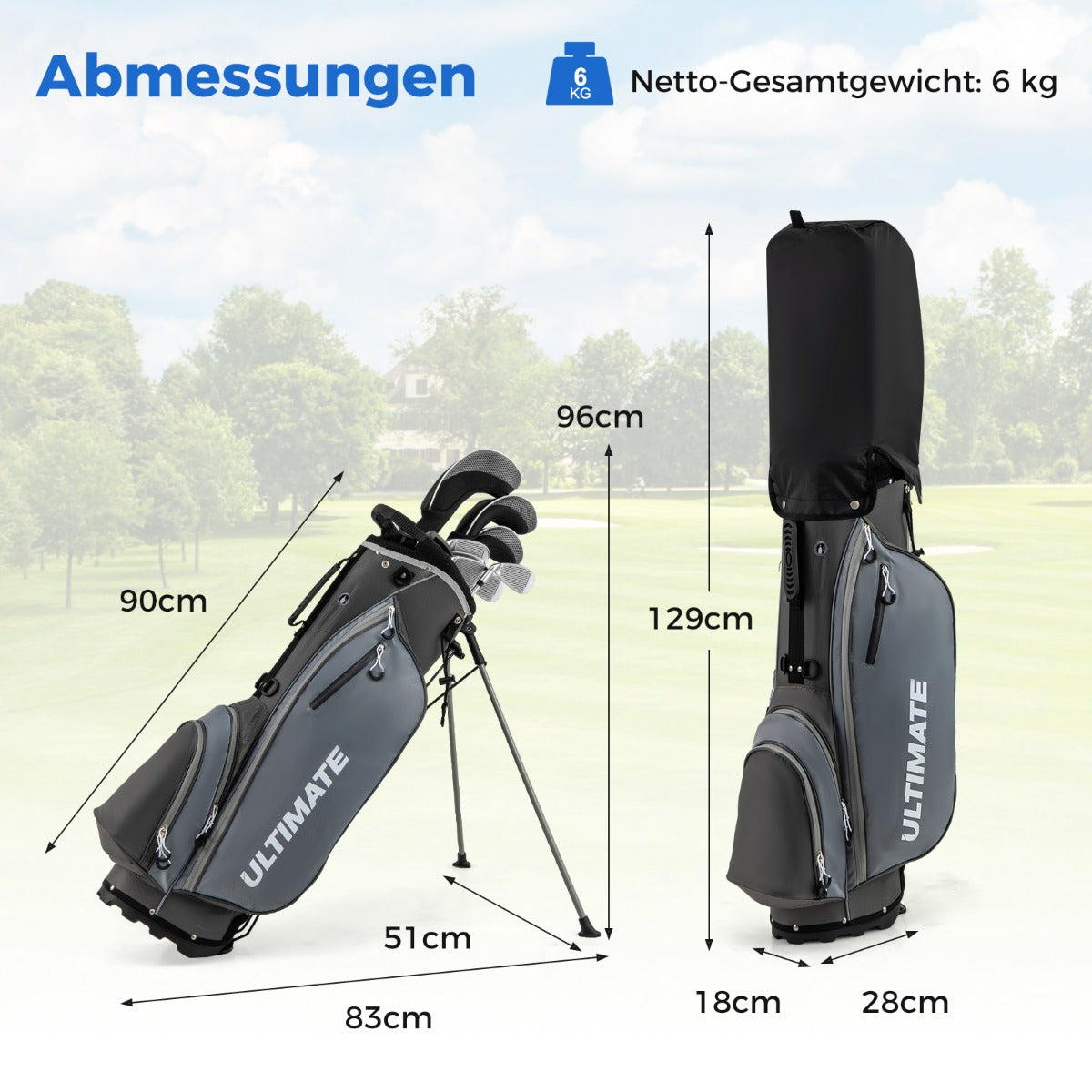 Komplett – herrgolfklubbsset delar golfklubbar högerhänt med regnskydd – 9 – Grå