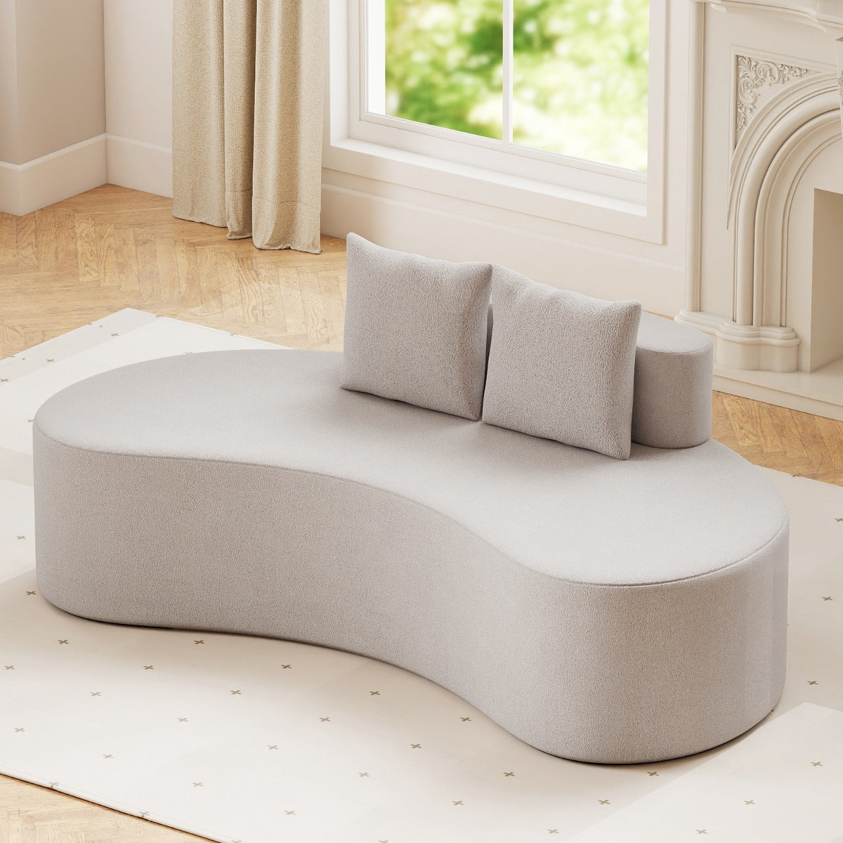 Sofa – med Kudd och Låg Ryggstöd Sängsoffa Sitssoffa – 2 199 cm – Grå