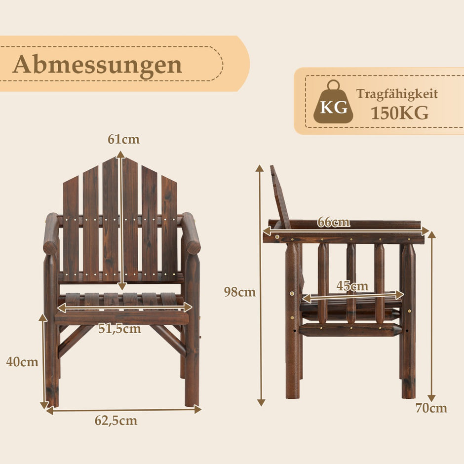 Utomhus – trä armstol, patio matstol med armstöd och lutad hög rygg – Brun