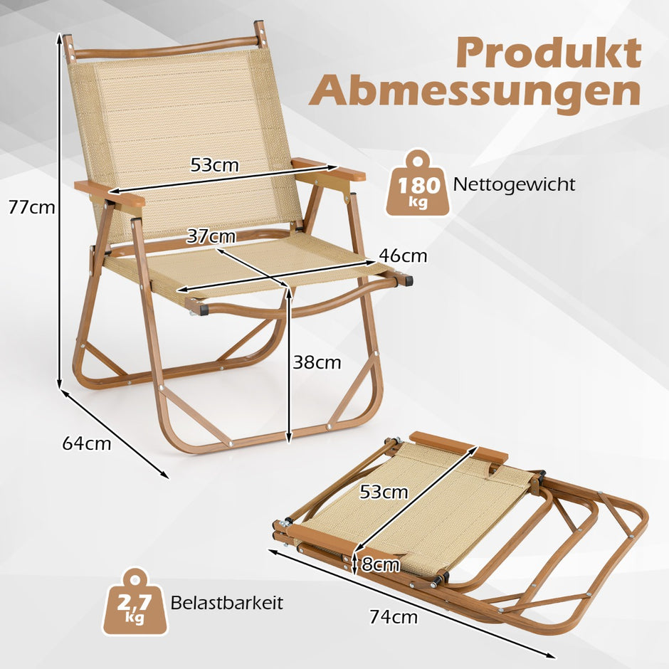 pack – Fällbara campingstolar med aluminiumram Ultralätta – 2 – Beige