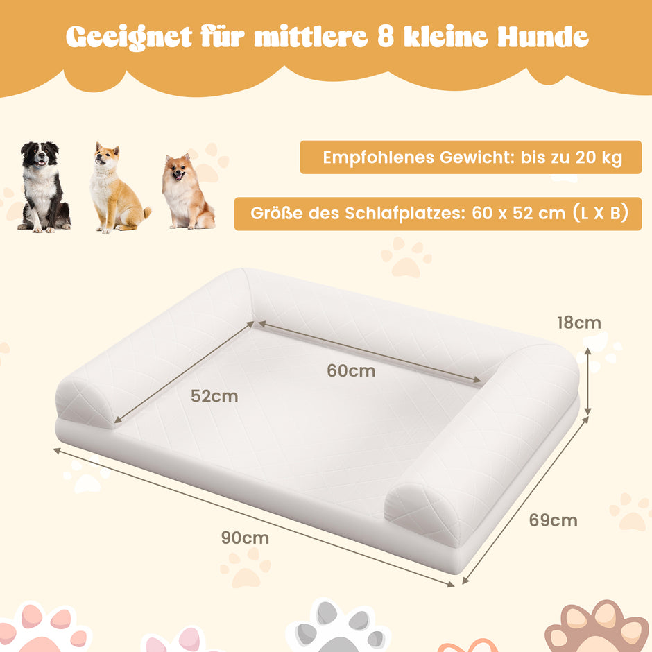 Ortopedisk – hundsäng för medelstora hundar hundsoffa med äggformad kistaskum – Beige