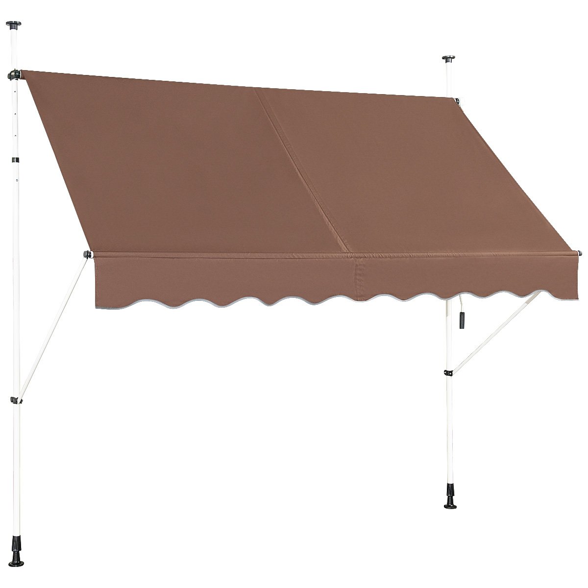 Bred – klämbalkongmarkis utan borrning UV beständig höjdjusterbar – 250 cm – Brun