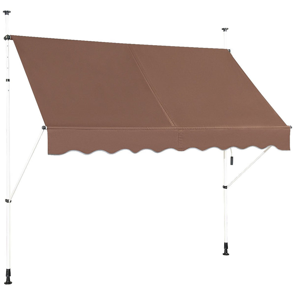 Bred – klämbalkongmarkis utan borrning UV beständig höjdjusterbar – 250 cm – Brun
