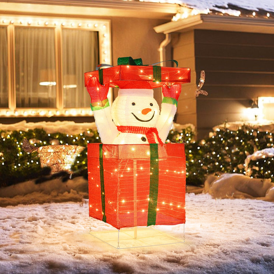 LED snögubbe – i presentförpackning med varmvita lampor Upplyst juldekoration – 100 – Färgglad