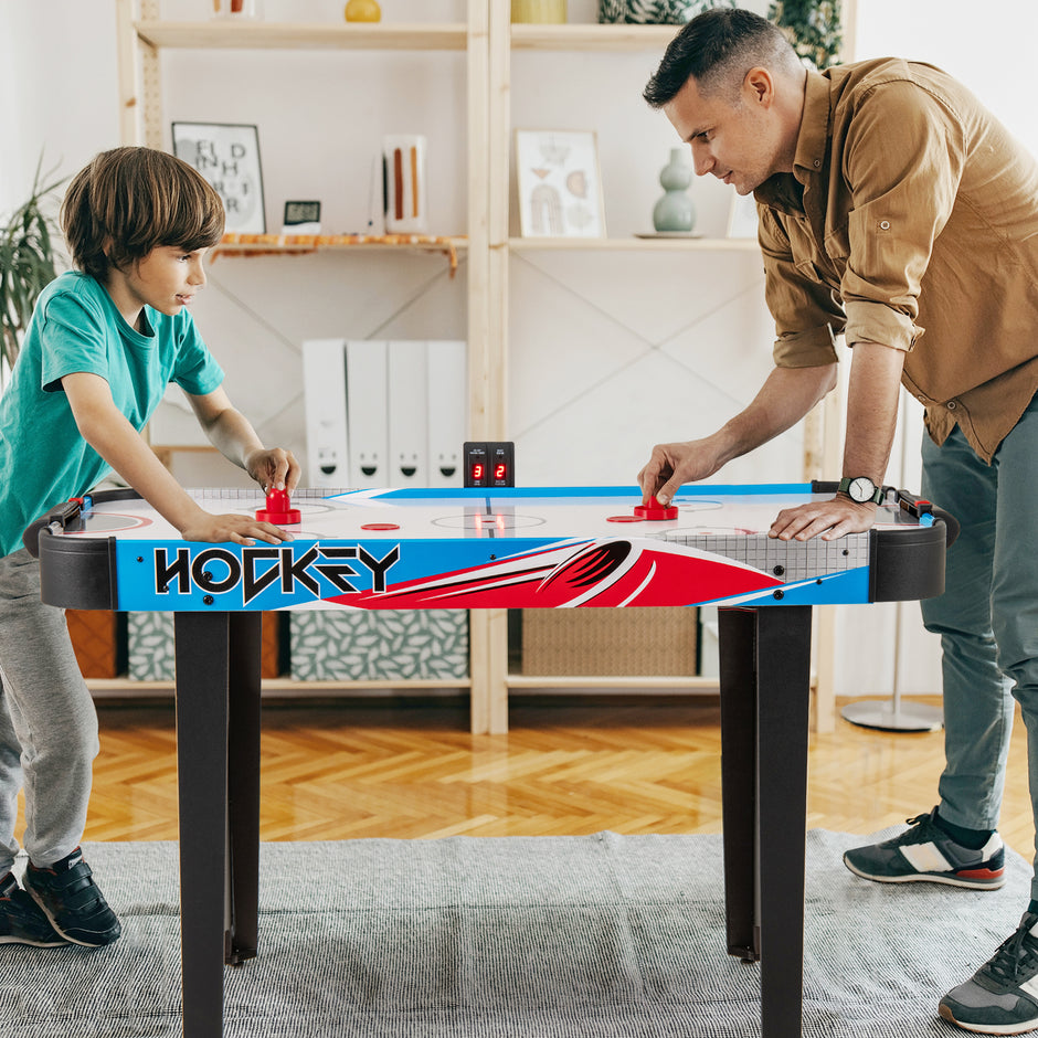 Airhockey – Bord Elektrisk Air med LED anslagstavla Lufthockey – 130 x 61 x 76 cm – Blå
