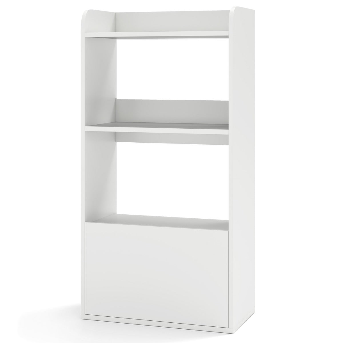 Bokhylla – med låda, stående fack, kontorshylla i trä – 2 55 x 29 x 105 cm – Vit
