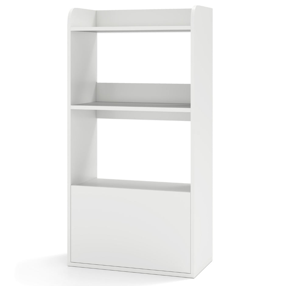 Bokhylla – med låda, stående fack, kontorshylla i trä – 2 55 x 29 x 105 cm – Vit