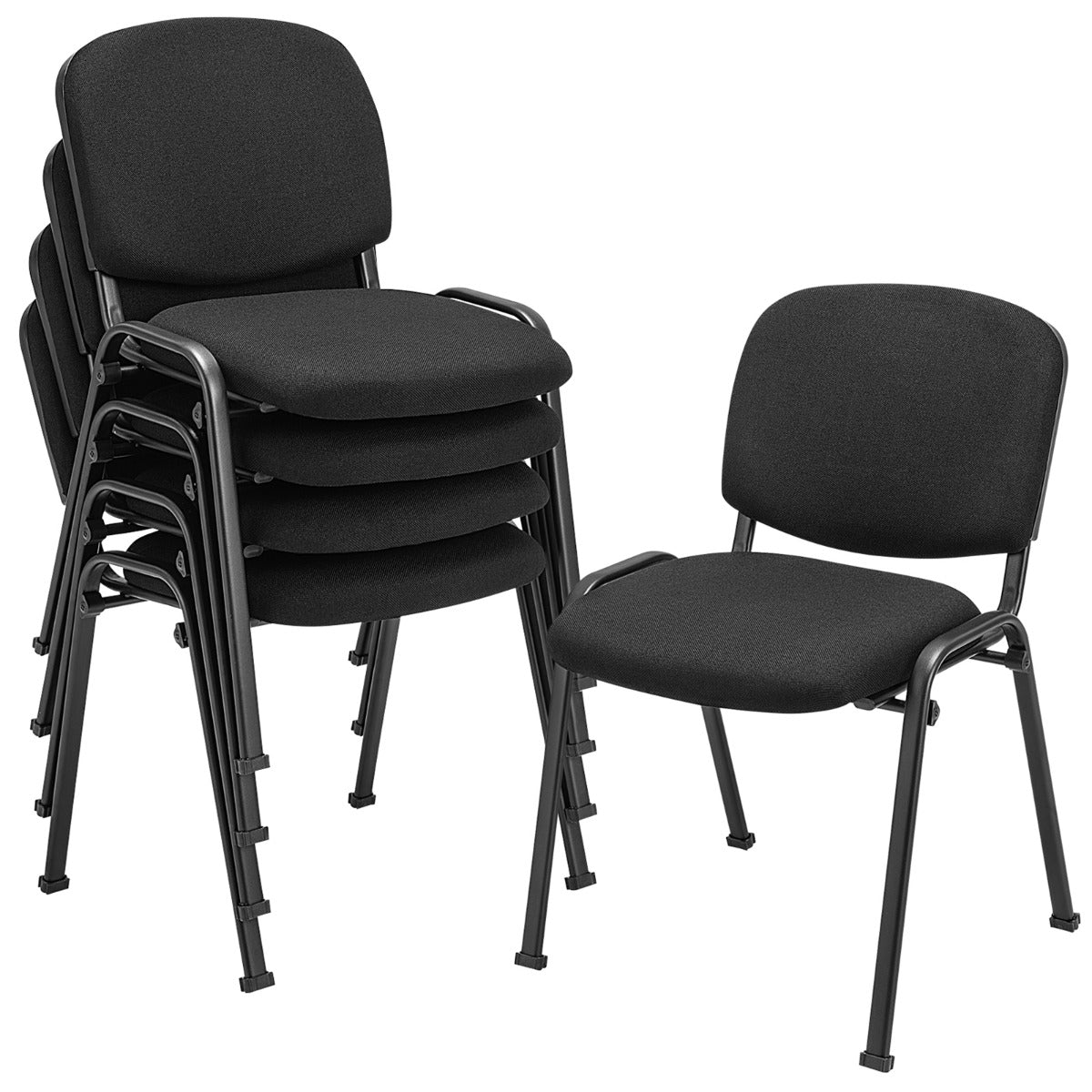 Set – med konferensstolar Stapelbara besöksstolar utan armstöd Armlösa staplingsstolar – 5 – Svart