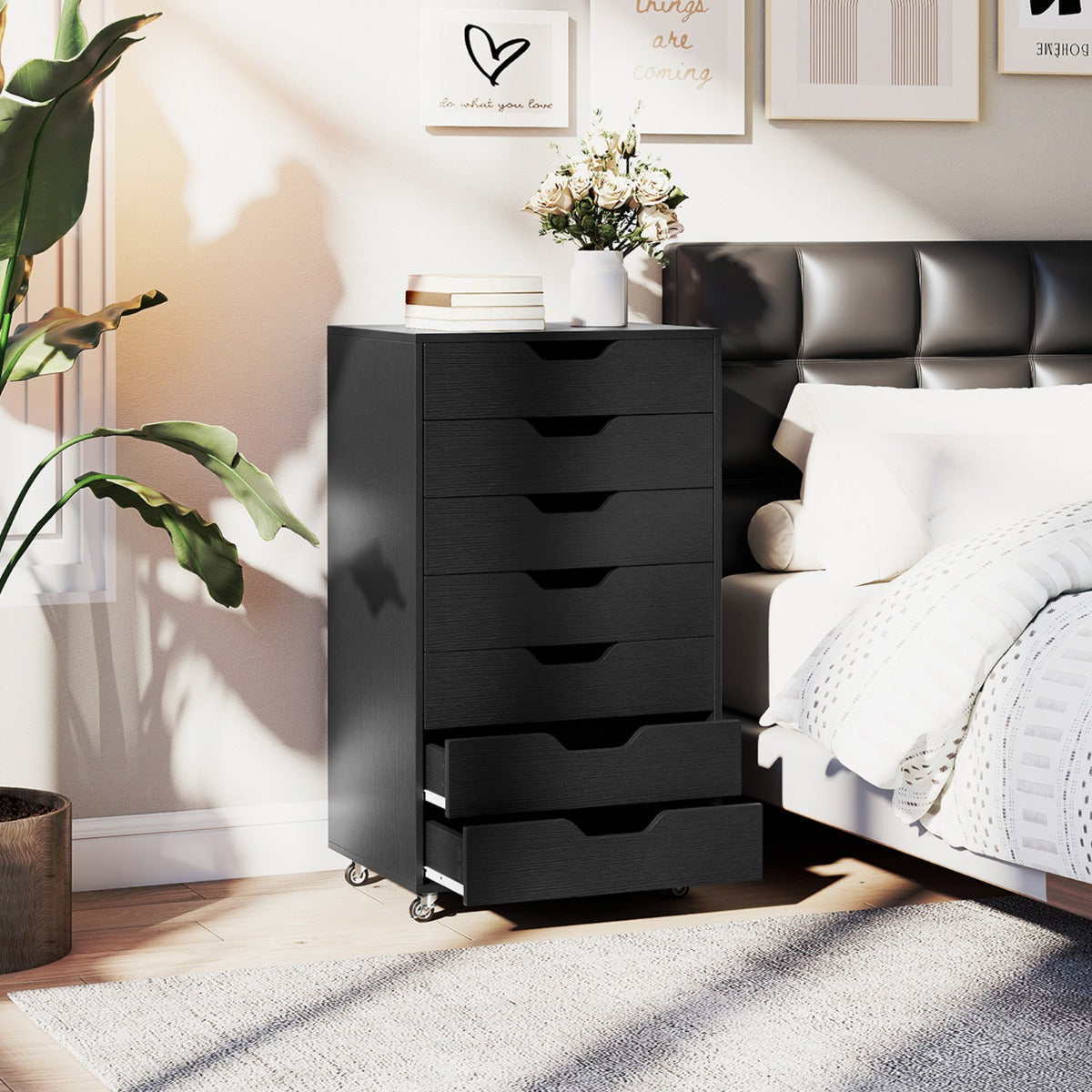 Rullcontainer – med Låda mobil Arkivskåp Hjul Kontorscontainer – 7 – Svart
