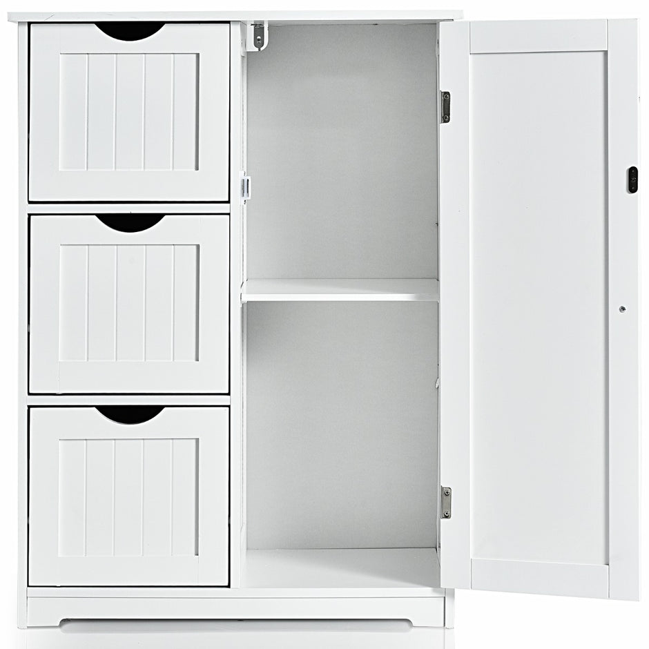 Badrumsskåp – Förvaringsskåp med lådor – 3 60 x 30 x 81 cm – Vit