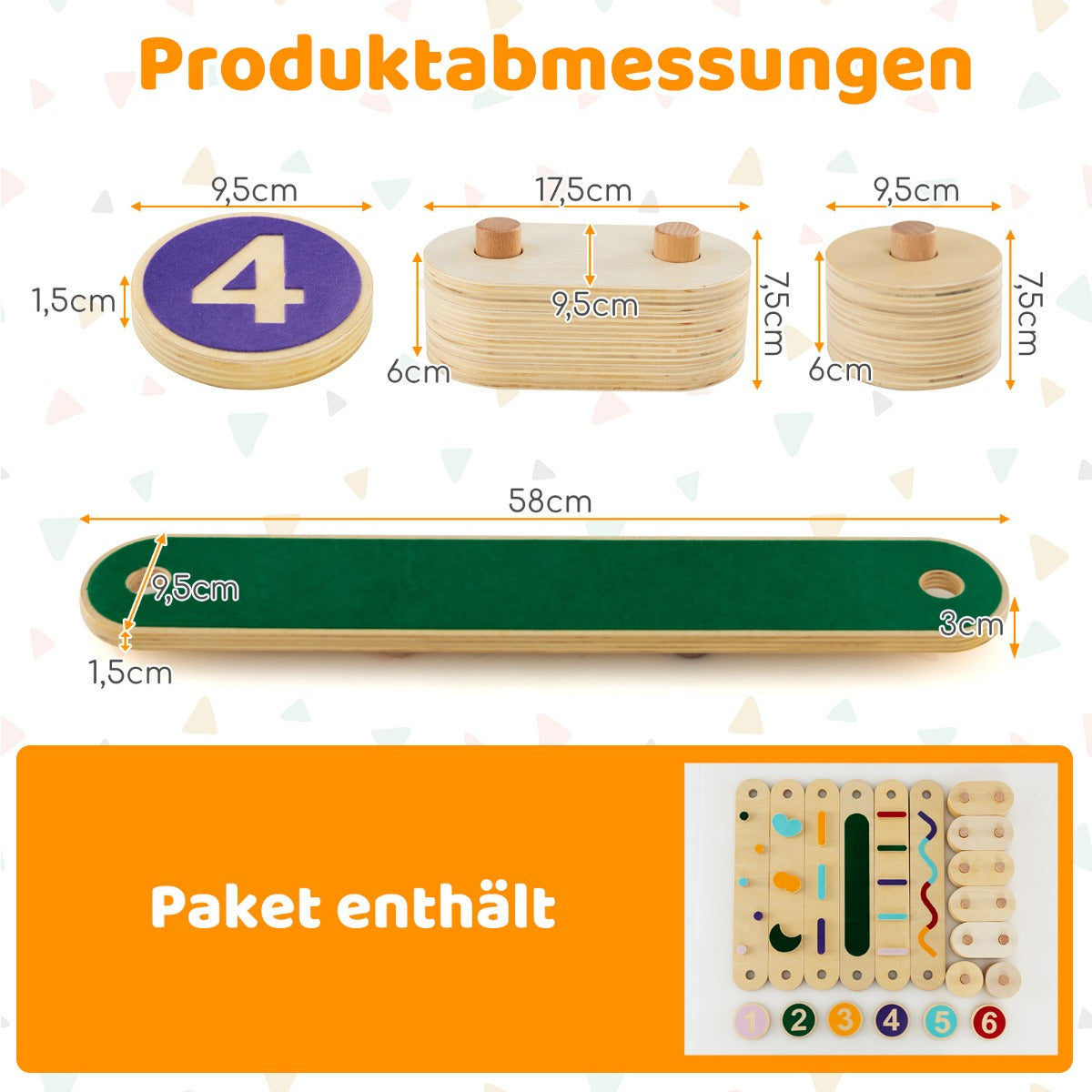 Balansbalk – Barn DIY med balanserande stenar på båda sidor Montering – 6 – Flerfärgad