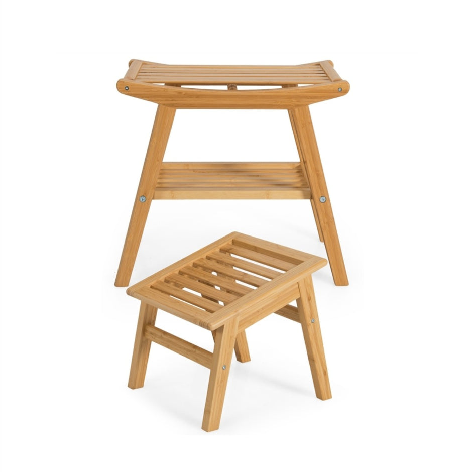 Bambu – duschbänk och fotpall Badrumspall för Natural – Natur