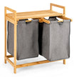 Bambu – tvättkorg med två fack delad Naturlig – 2 64 x 33 x 73 cm – Natur