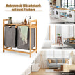 Bambu – tvättkorg med två fack delad Naturlig – 2 64 x 33 x 73 cm – Natur