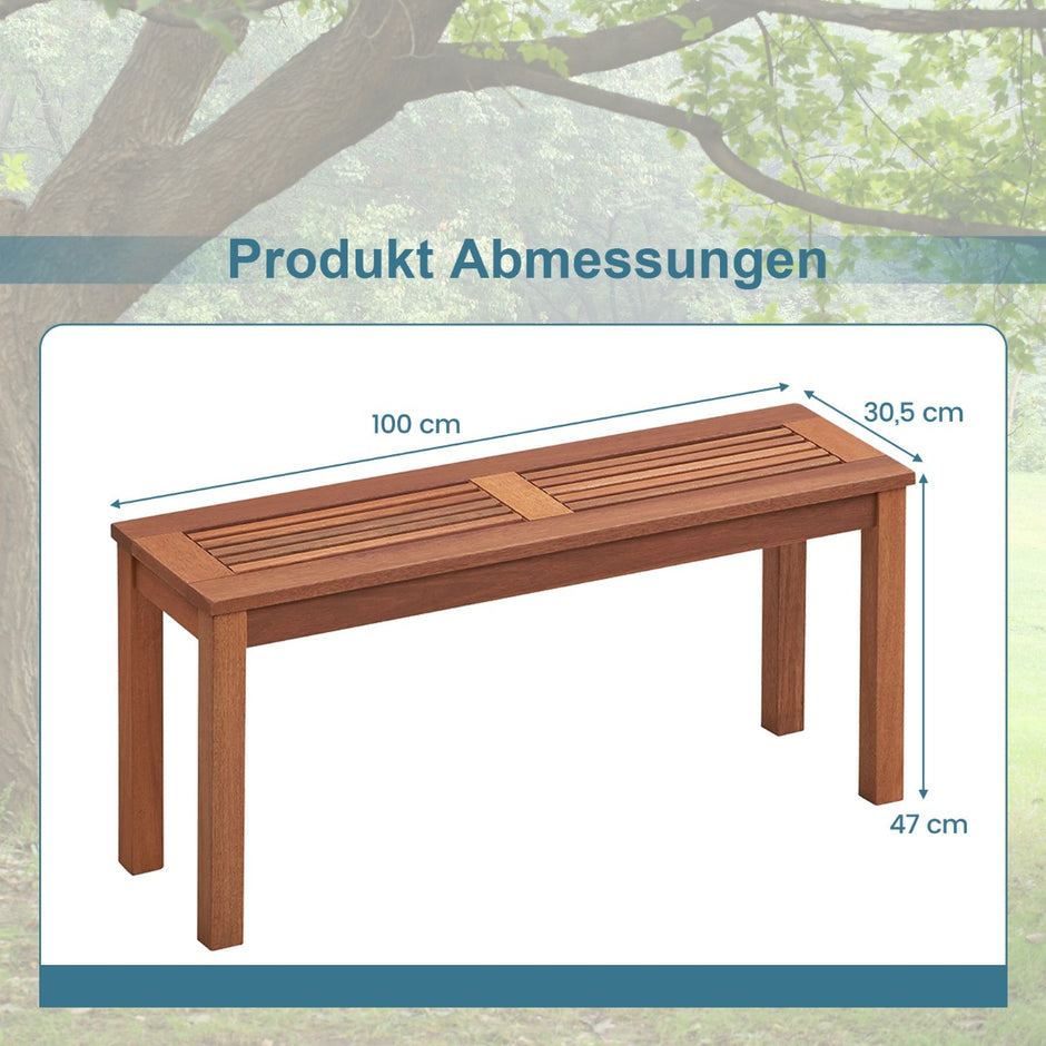 Trädgårdsbänk – väderbeständig sits utan ryggstöd träbänk upp till st. – 2 150 kg 100 x 30,5 x 47 cm 2 – Natur