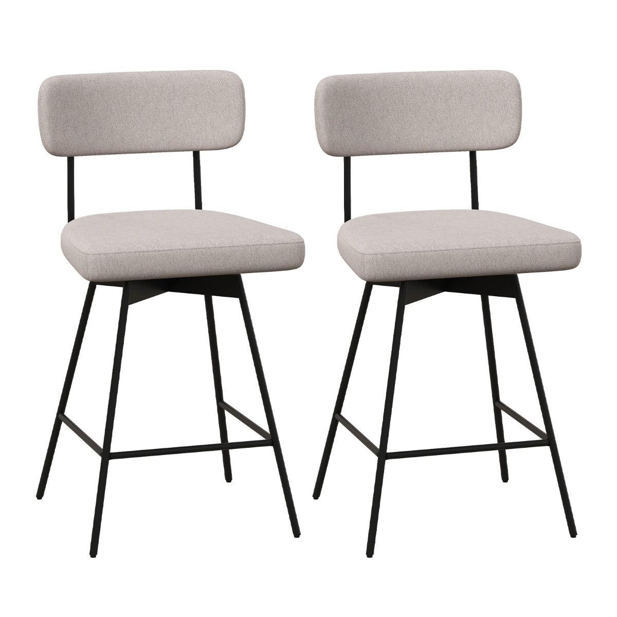 Set – med barstolar, vridbar stoppad ryggstöd och fotstöd – 2 – Beige