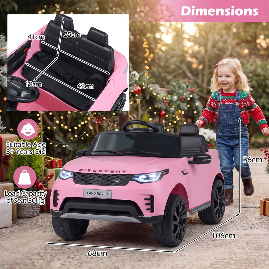 12V – Land Rover Barn Elbil Fjäderdrift LED Musik Trådlöst från år – 3 – Rosa
