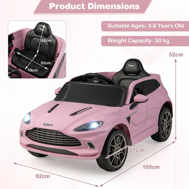 12V – Aston Martin DBX barnbil med 2,4G fjärrkontroll km/h – 1,4-2,5 – Rosa
