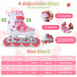 Inline – Skates barn storlekar justerbara med lysande hjul S – 4 – Rosa