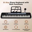Tangenter – Barnpiano Keyboard Inomhusmusikinstrument med justerbart ställ Mikrofon – 61 – Svart