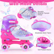 Justerbara – rullskor i storlekar EU fyrhjuliga quad skater med lysande – 4 34-37, 4 – Rosa
