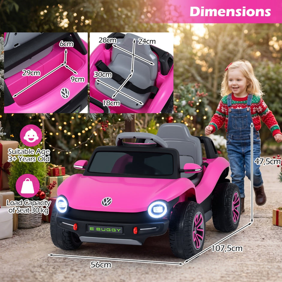 Barns – elbil VW inkl. 2,4G fjärrkontroll 12V elektrisk elfordon – Rosa