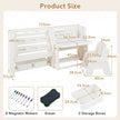 i – Barnbord Och Stolar Set Med Bokhyllor Whiteboard Förvaringslådor Målarbord – 4 1 2 – Beige