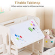 i – Barnbord Och Stolar Set Med Bokhyllor Whiteboard Förvaringslådor Målarbord – 4 1 2 – Beige