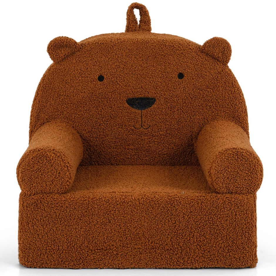 Barnsoffa – Björn barnstol med avtagbar teddypäls klädsel och skumgummi – Brun
