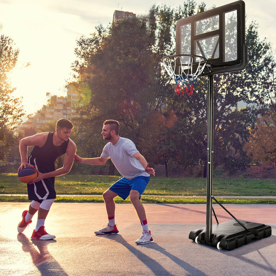 Basketställ – med nät och hjul Höjdjusterbar – 130-305 cm 2 – Svart