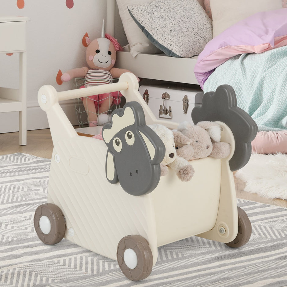 Gåvagn – i fårform för att skjuta och dra med kapacitet hjul – 18 l 4 – Beige