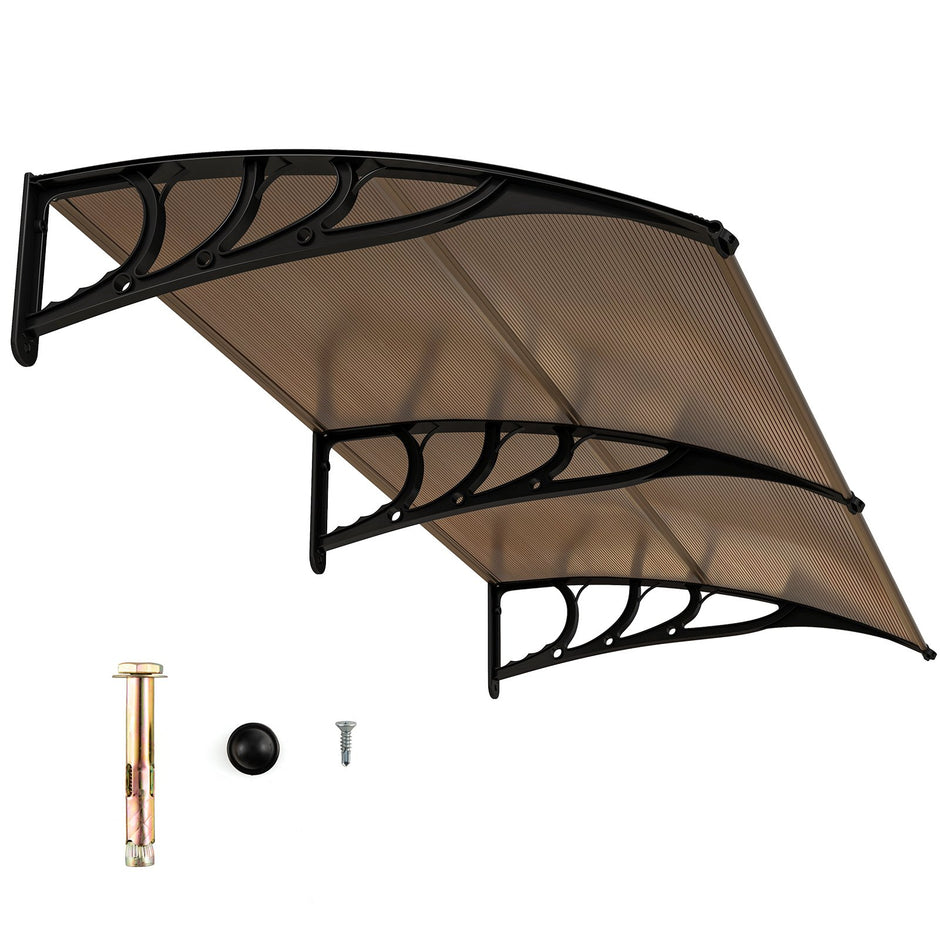 Entrétak – för ytterdörr Aluminium Överbyggnad Pultbåge – 199 x 99 cm – Kaffe