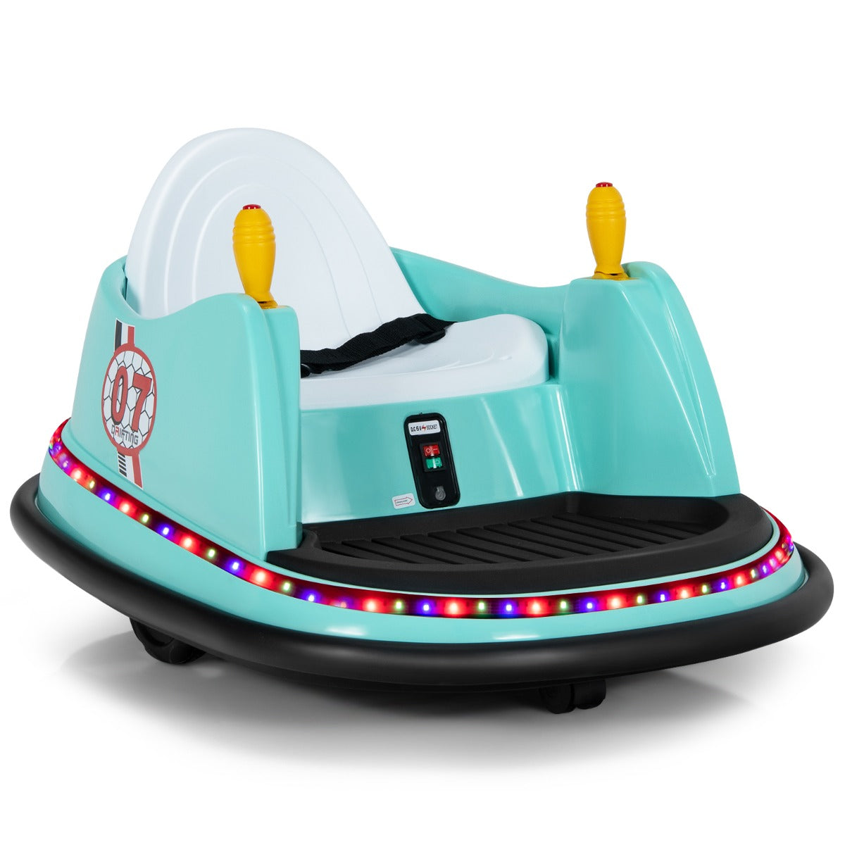 6V – åkbar bil med färgglada lampor, fjärrkontroll och graders rotation Bumper Car – 360 – Grön