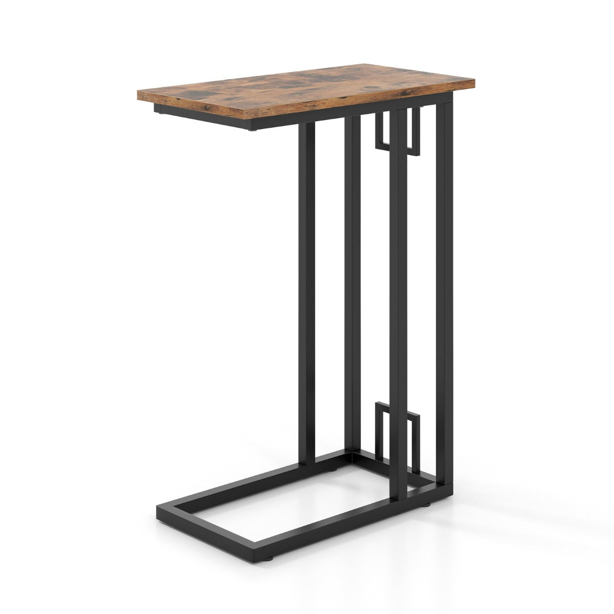 C – format sidobord kompakt soffbord för små utrymmen med metallram – 48 x 26 x 66 cm – Rustik brun